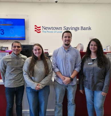 Bridgeport team in front of teller line