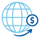 globe with arrow and dollar sign