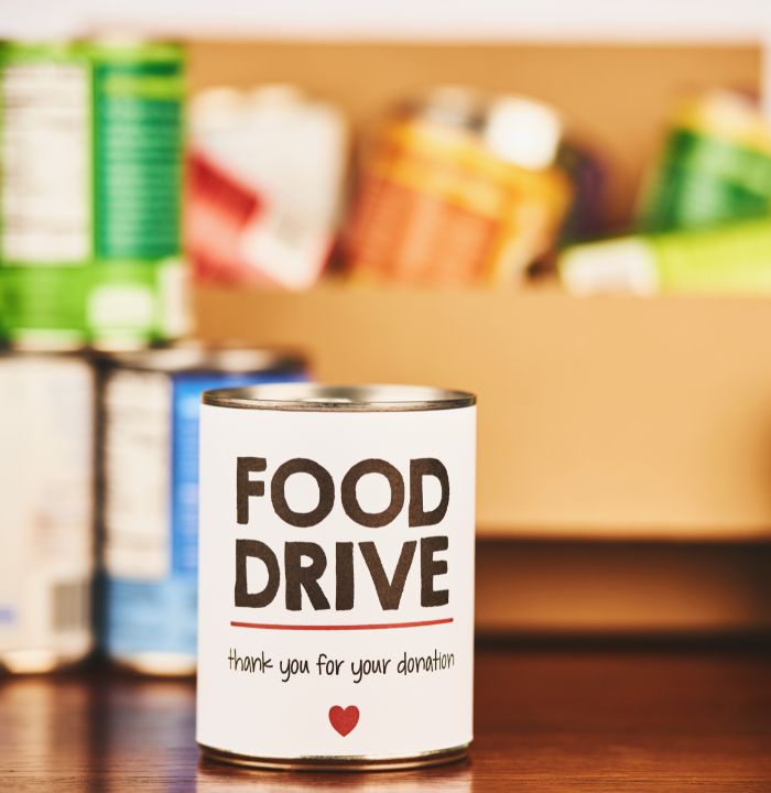 can of food that says Food Drive