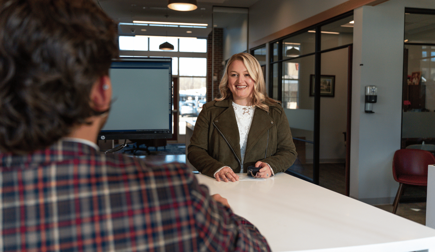woman opening an account at bank