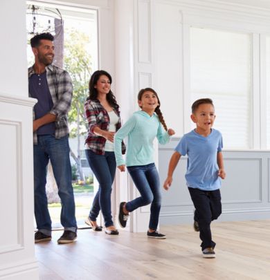 Family running inside house