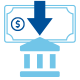 dollar with arrow pointing at bank icon