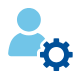 person with gear icon