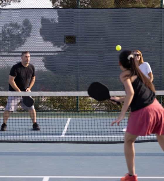 People playing pickleball